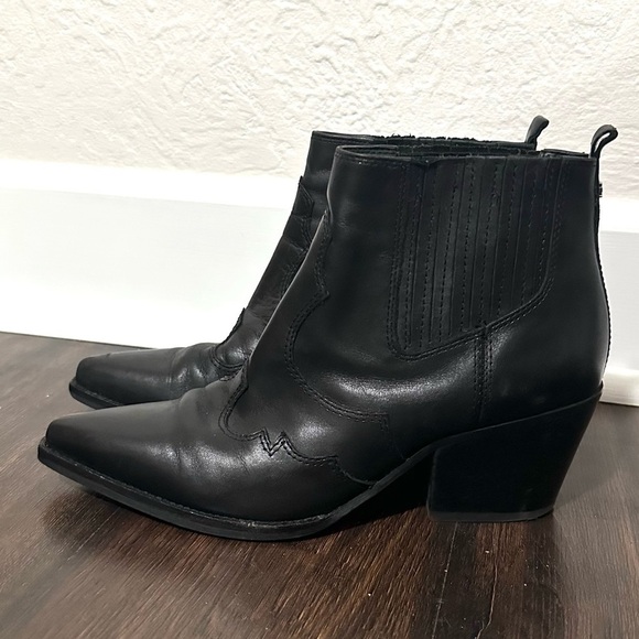 Sam Edelman Winona Leather Pointed Toe Cowgirl Western Heeled Ankle Booties Sz 8 - Picture 2 of 13